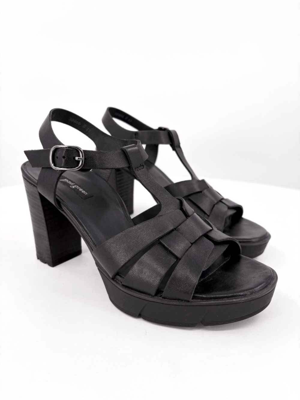PAUL GREEN Raven Platform Sandal in Black Leather 7.5 - Picture 4 of 14